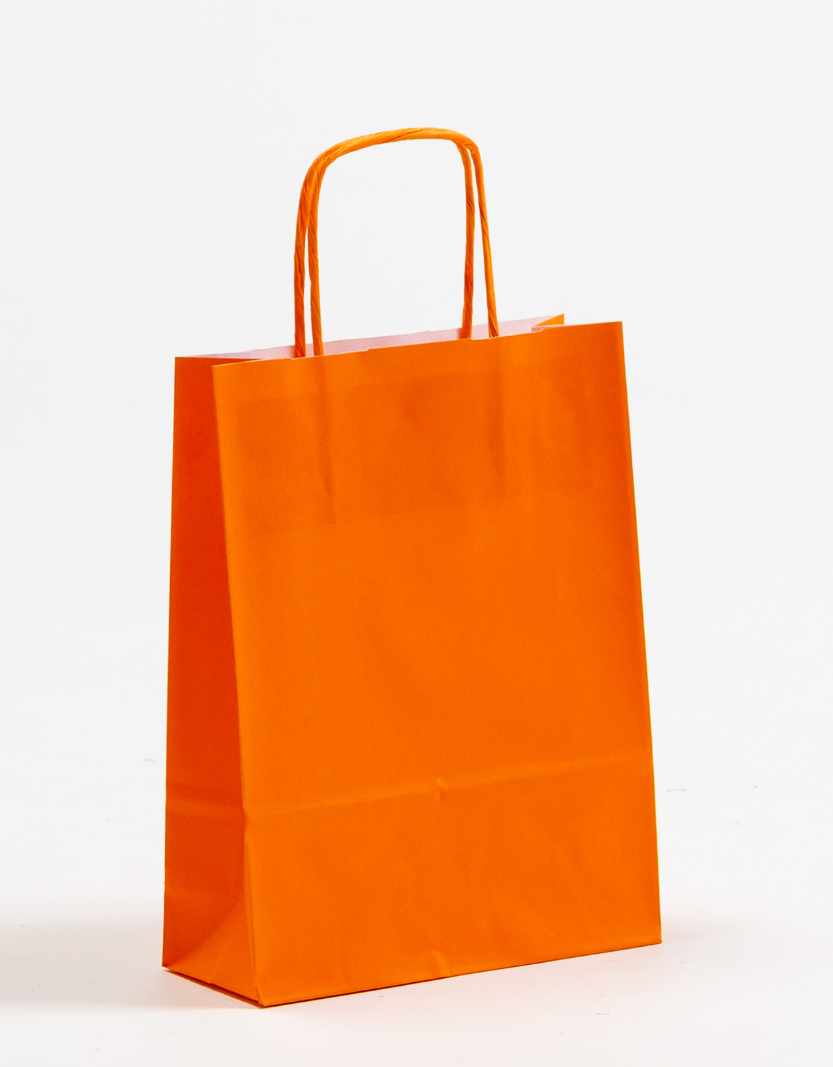Produktbild Papiertragetaschen FASHION mit gedrehter Papierkordel orange in der Größe 18 x 7 x 24 cm
