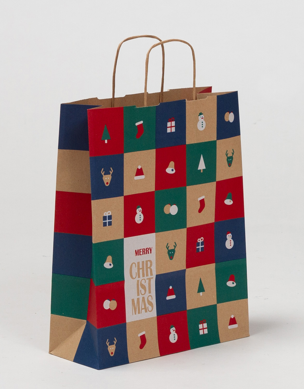 Produktbild Papiertragetaschen mit gedrehter Papierkordel Weihnachten POP in der Größe 24 x 10 x 31 cm