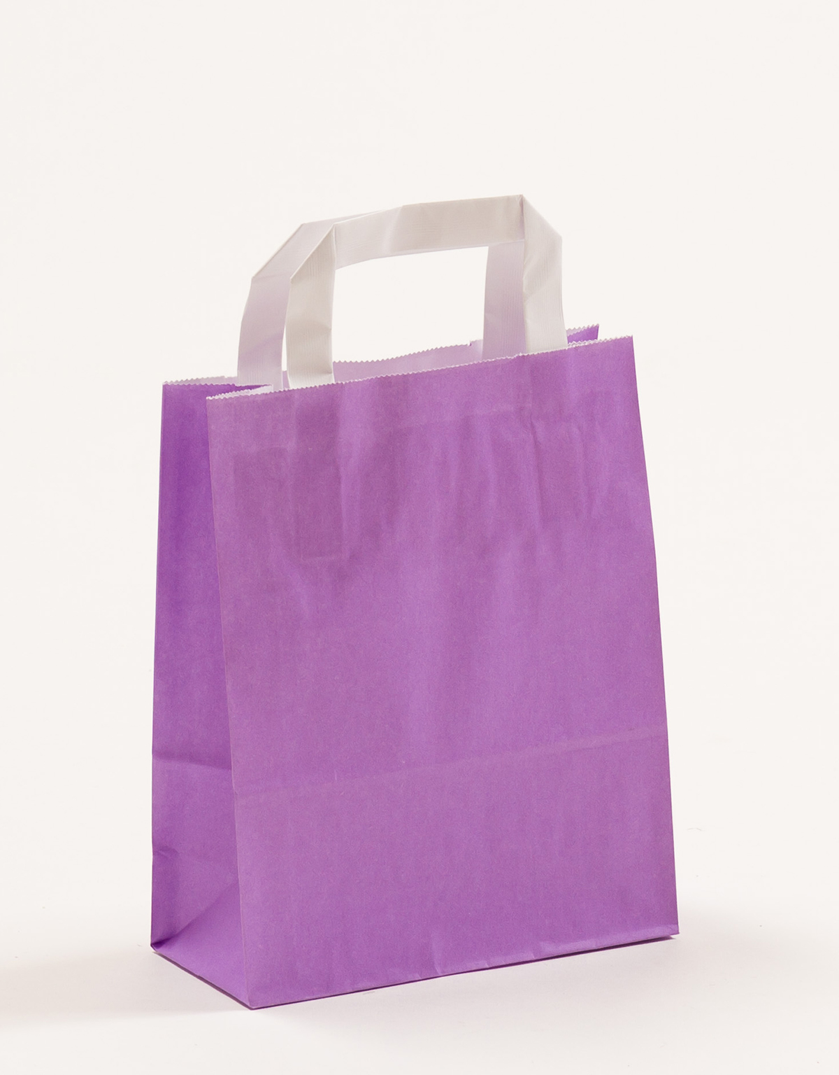 Produktbild Papiertragetaschen mit Flachhenkel violett in der Größe 18 x 8 x 22 cm
