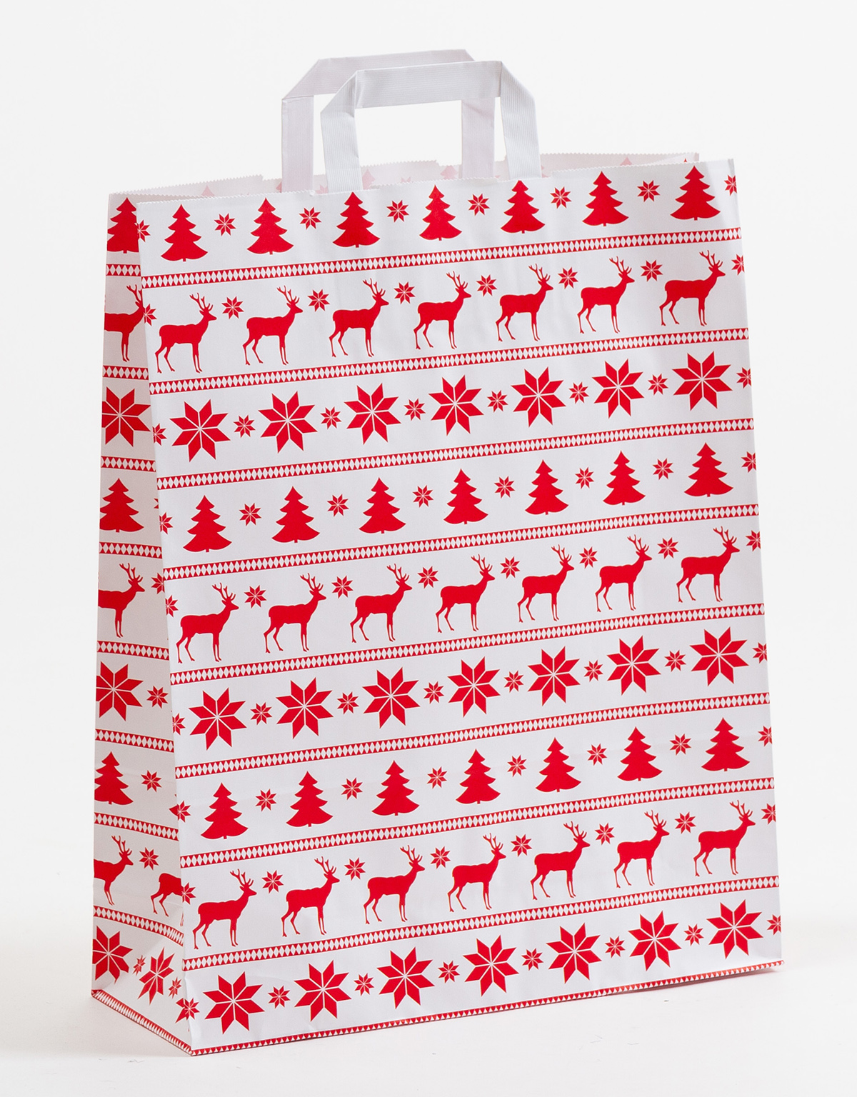Produktbild Papiertragetaschen mit Flachhenkel - Norweger weiß in der Größe 32 x 12 x 40 cm