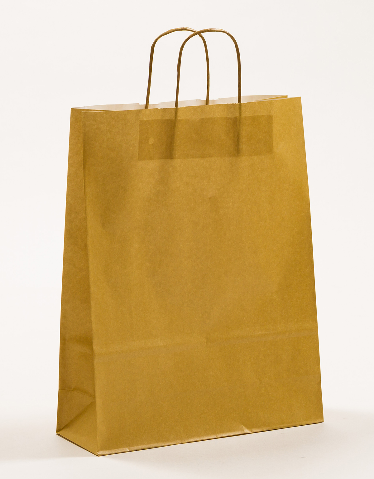 Produktbild Papiertragetaschen mit gedrehter Papierkordel gold in der Größe 32 x 12 x 41 cm