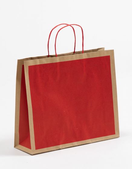 Produktbild Papiertragetaschen mit Randumschlag Frame rot in der Größe 32 x 10 x 27,5 + 5 cm