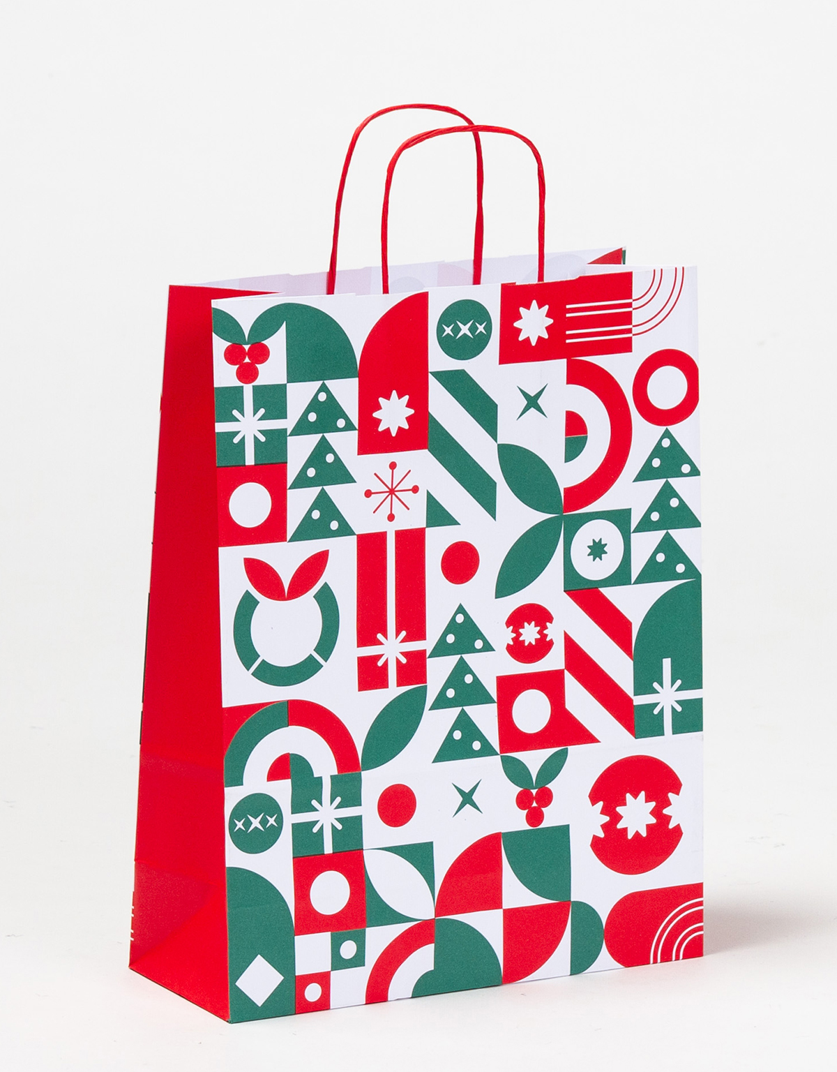 Produktbild Papiertragetaschen mit gedrehter Papierkordel Weihnachten modern in der Größe 24 x 10 x 31 cm